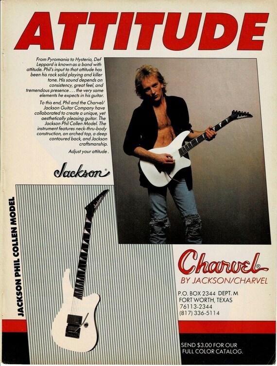 PHIL COLLEN of Def Leppard Charvel Jackson Guitars 1990 Print