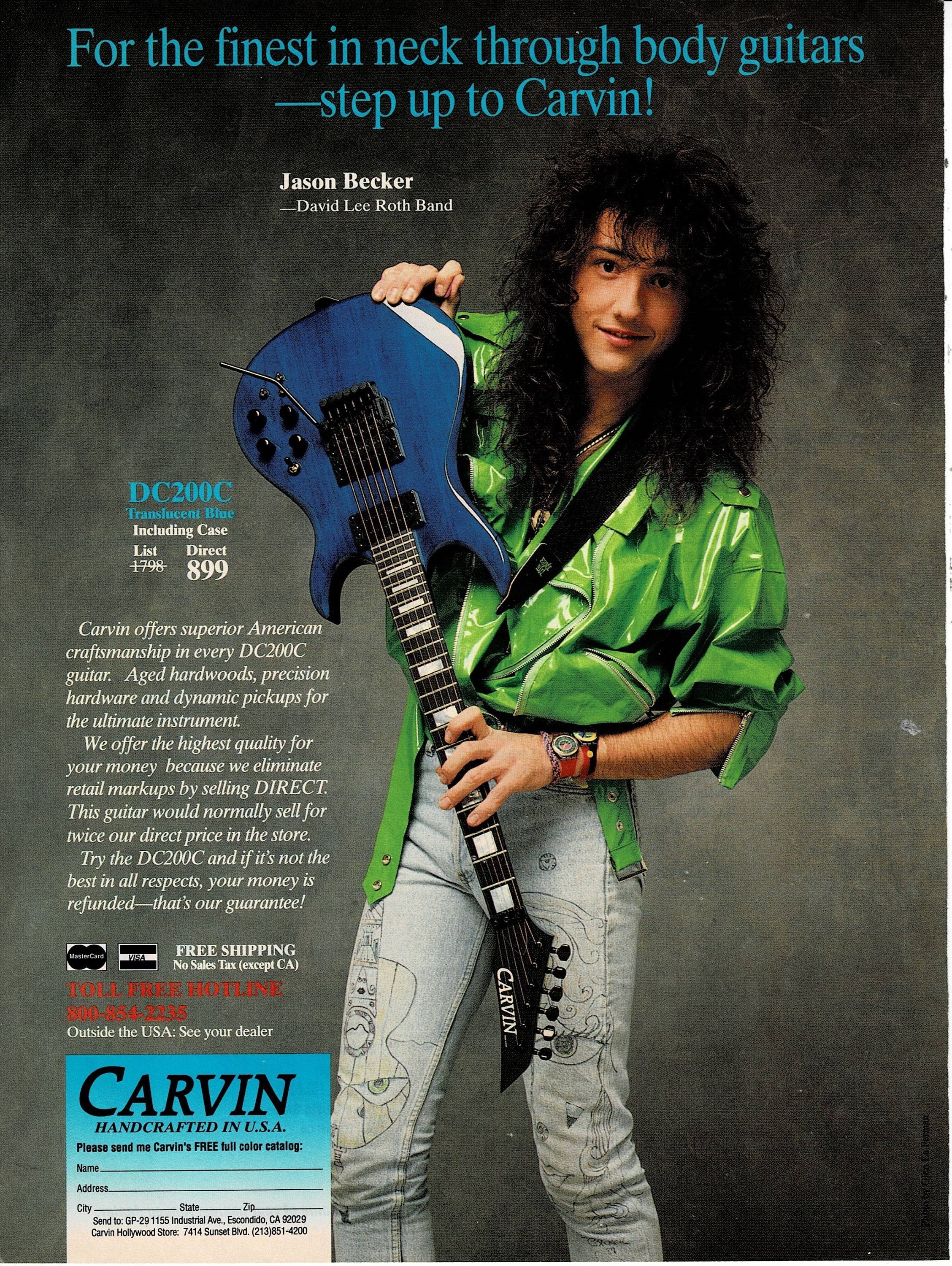 Jason Becker of David Lee Roth Band Carvin Guitars 1990 - Etsy Australia