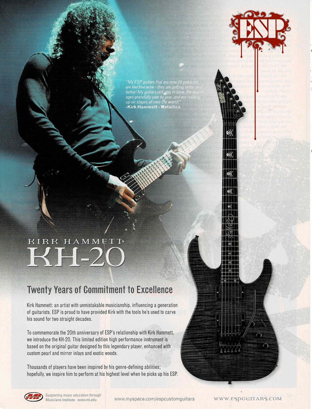 Kirk Hammett of Metallica ESP Guitars Print Ad Etsy