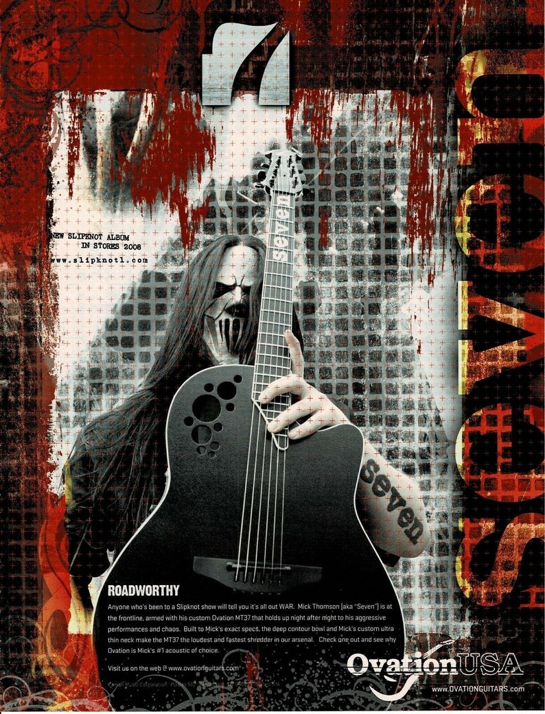 Mick Thomson of Slipknot Ovation Guitars Print Ad image 1