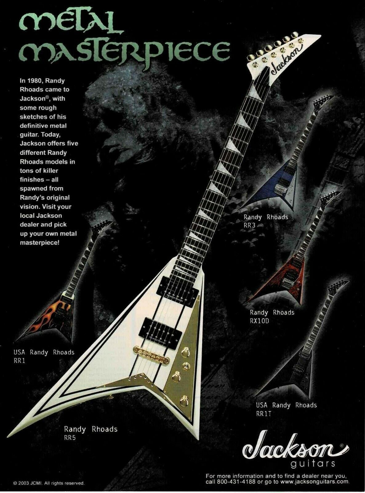 Randy Rhoads Metal Masterpiece Jackson Guitars Print Advertisement