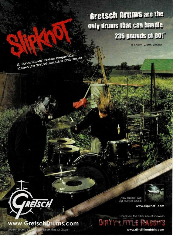 M. SHAWN CLOWN CRAHAN of Slipknot Gretsch Drums Print Etsy