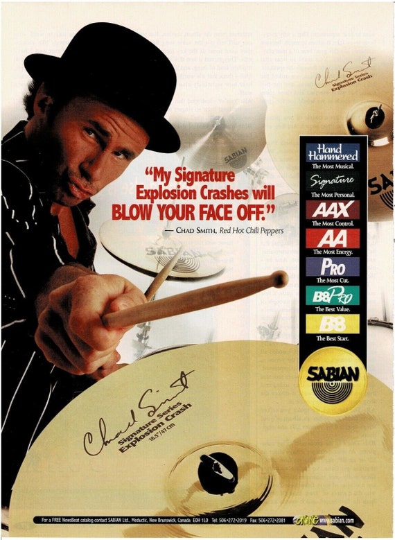 Chad Smith of Red Hot Chili Peppers - Sabian Cymbals - 1998 Print