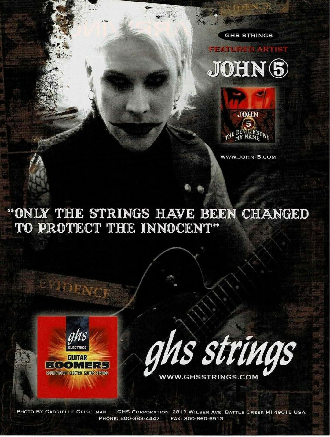 JOHN 5 John Lowery GHS Strings 2 Print Advertisement Etsy