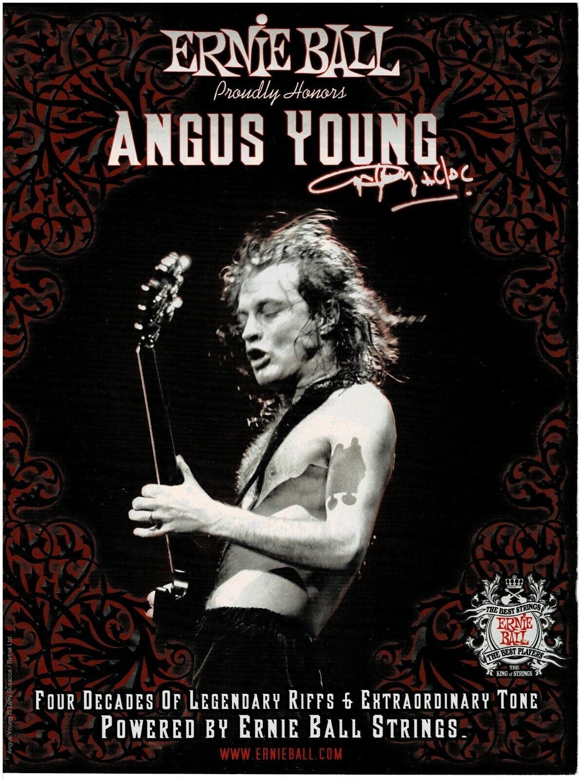 Angus Young of AC/DC - Ernie Ball - Print Advertisement - Etsy