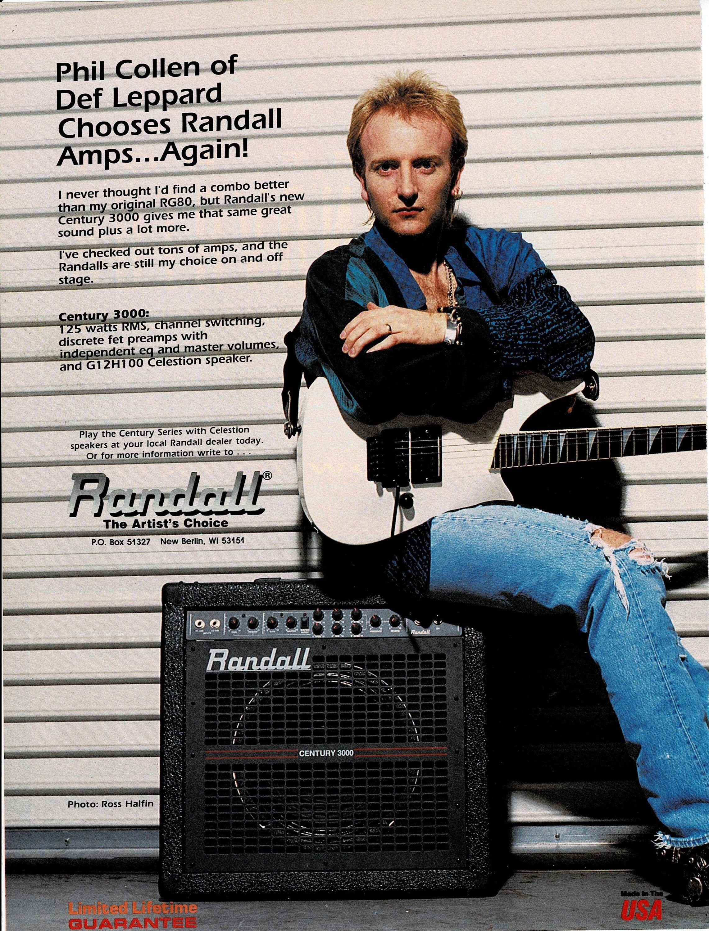 Phil Collen of Def Leppard Randall Amps 1992 Print Ad Etsy