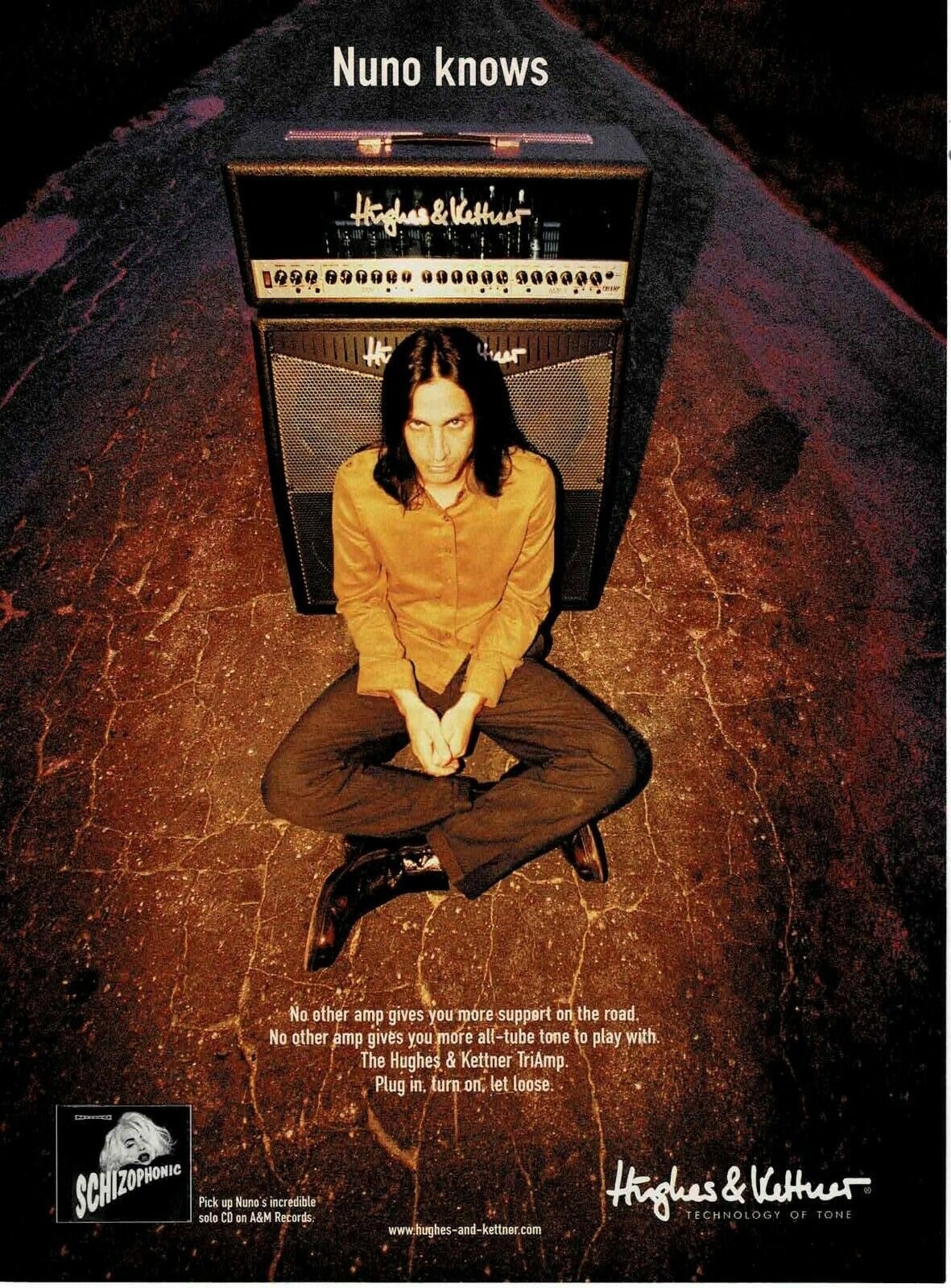 NUNO BETTENCOURT - Nuno Knows - Hughes & Kettner Amps - 1998 Print Ad