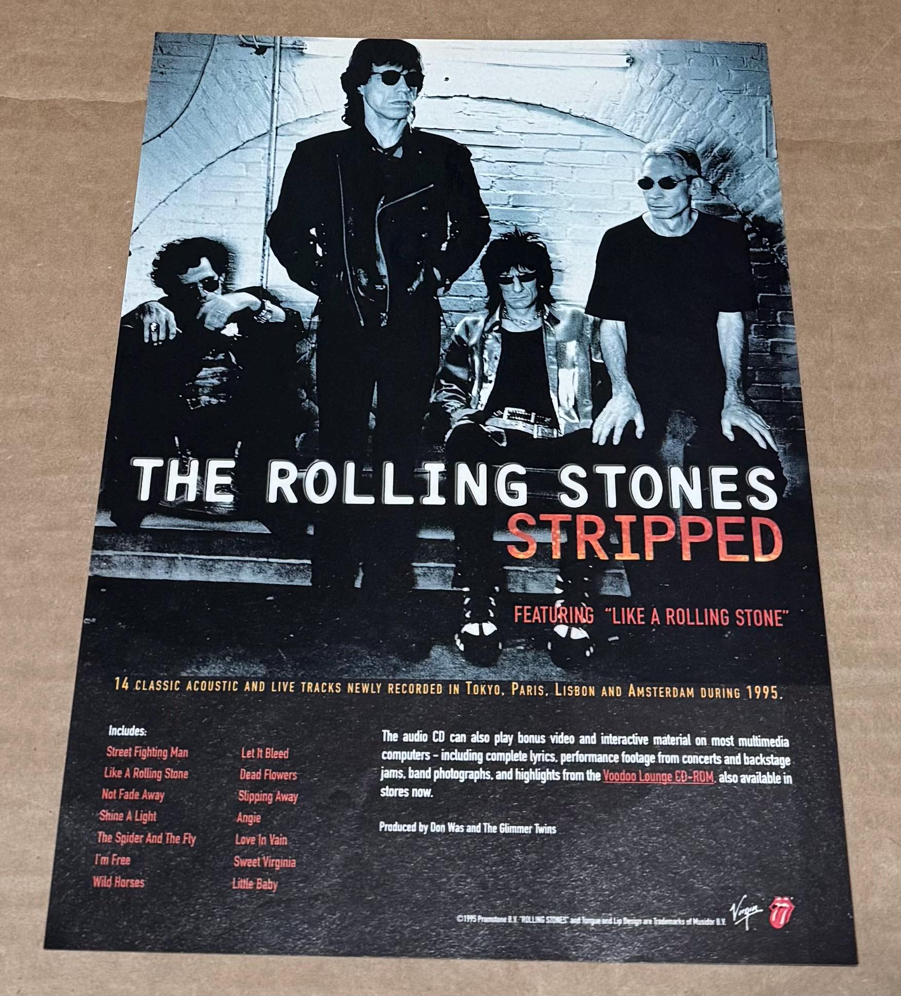 Rolling Stones- STRIPPED - 1995 Promo Print Advertisement - Etsy