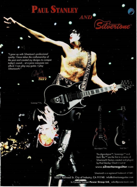 PAUL STANLEY of KISS - Silvertone Guitars - Print Ad - Etsy