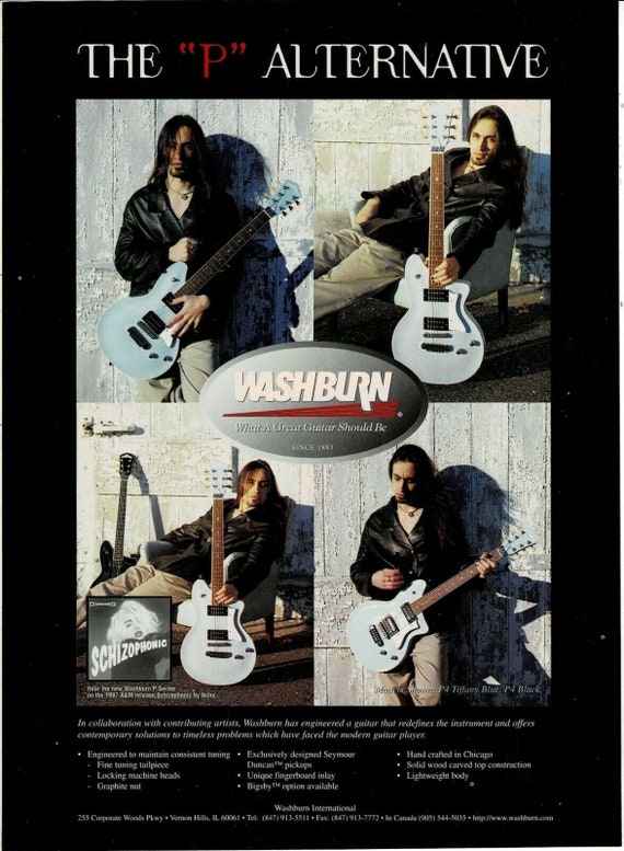 Nuno Bettencourt of Extreme Washburn Guitars 1997 Print Ad - Etsy 日本