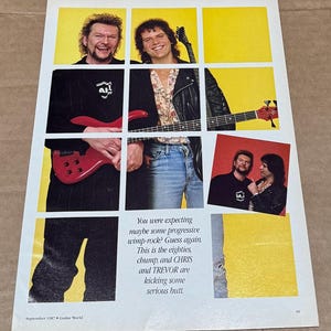 Trevor Rabin & Chris Squire of YES - 1987 Music Print Ad Photo Page