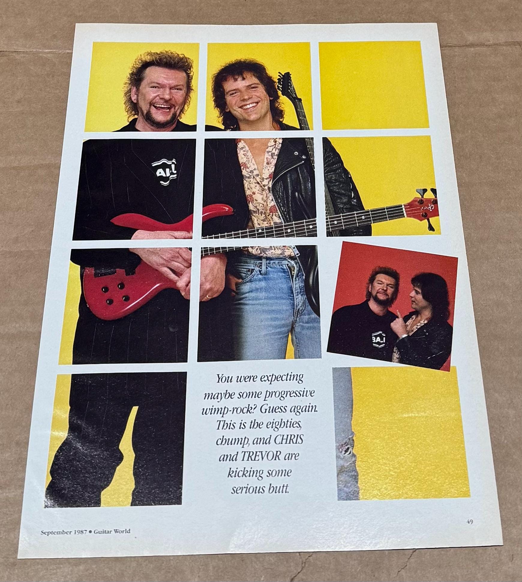 Trevor Rabin & Chris Squire of YES - 1987 Music Print Ad Photo