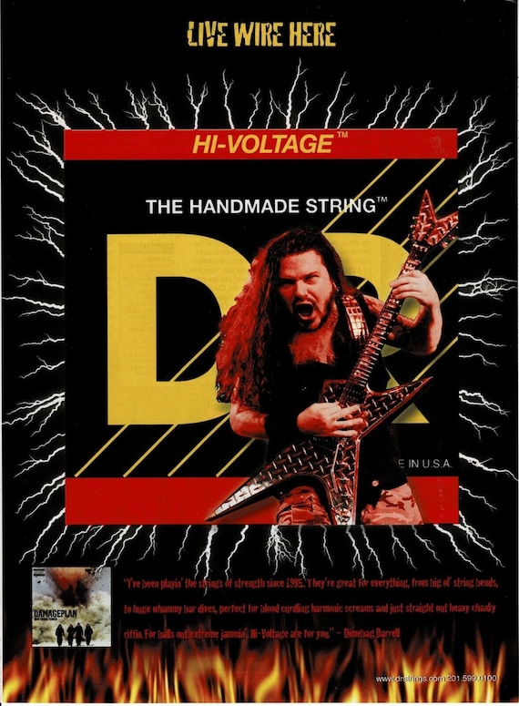 Dimebag Darrell of PANTERA  DAMAGEPLAN - DR Strings - Print Ad