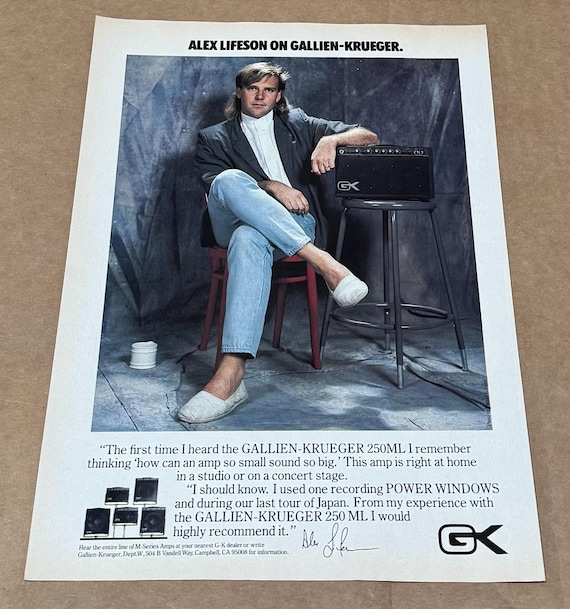 Alex Lifeson of RUSH - GALLIEN-KRUEGER Amps - 1987 Print