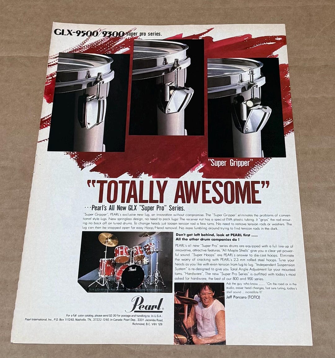 JEFF PORCARO of Toto - Pearl Drums - 1984 Print Advertisement - Etsy