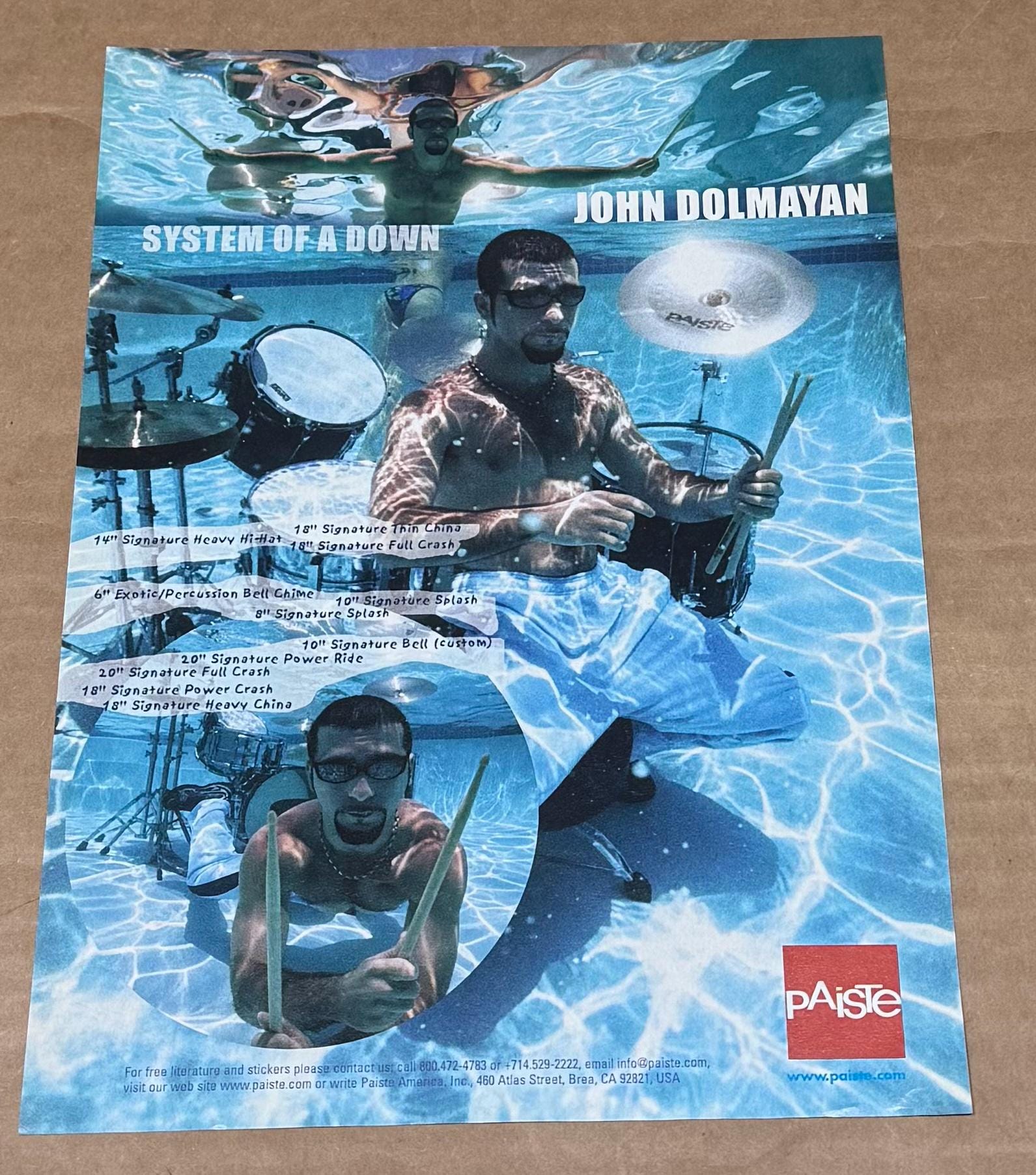 John Dolmayan of System of A Down Paiste Cymbals 2003 Print