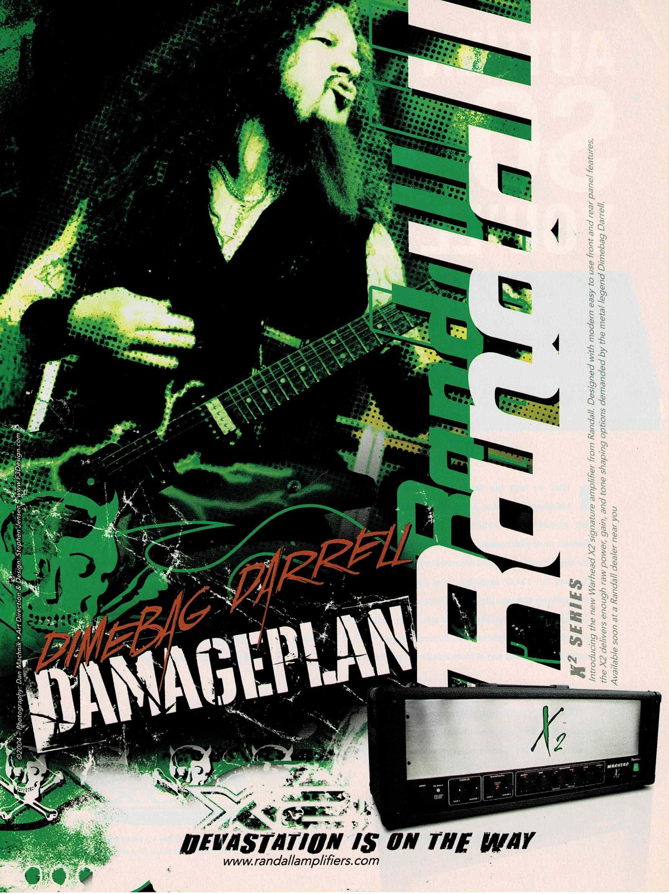 Dimebag Darrell of Damageplan - RANDALL AMPS - Print Advertisement Dimebag Darrell of Damageplan - RANDALL AMPS - Print Advertisement