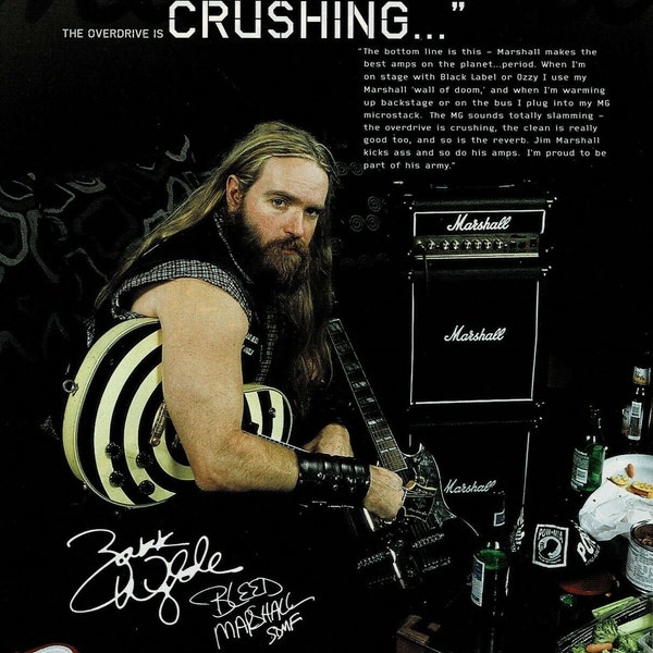 Zakk Wylde of Black Label Society - MARSHALL AMPS - Print Advertisement