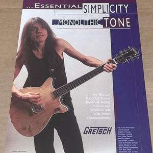 Malcolm Young of AC/DC - Gretsch Guitars - 1997 Print Advertisement