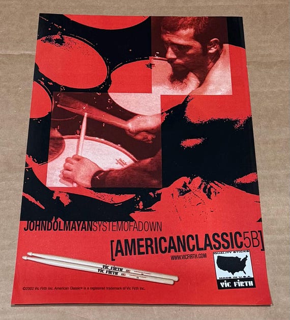 John Dolmayan of System of A Down VIC FIRTH 2002 Print