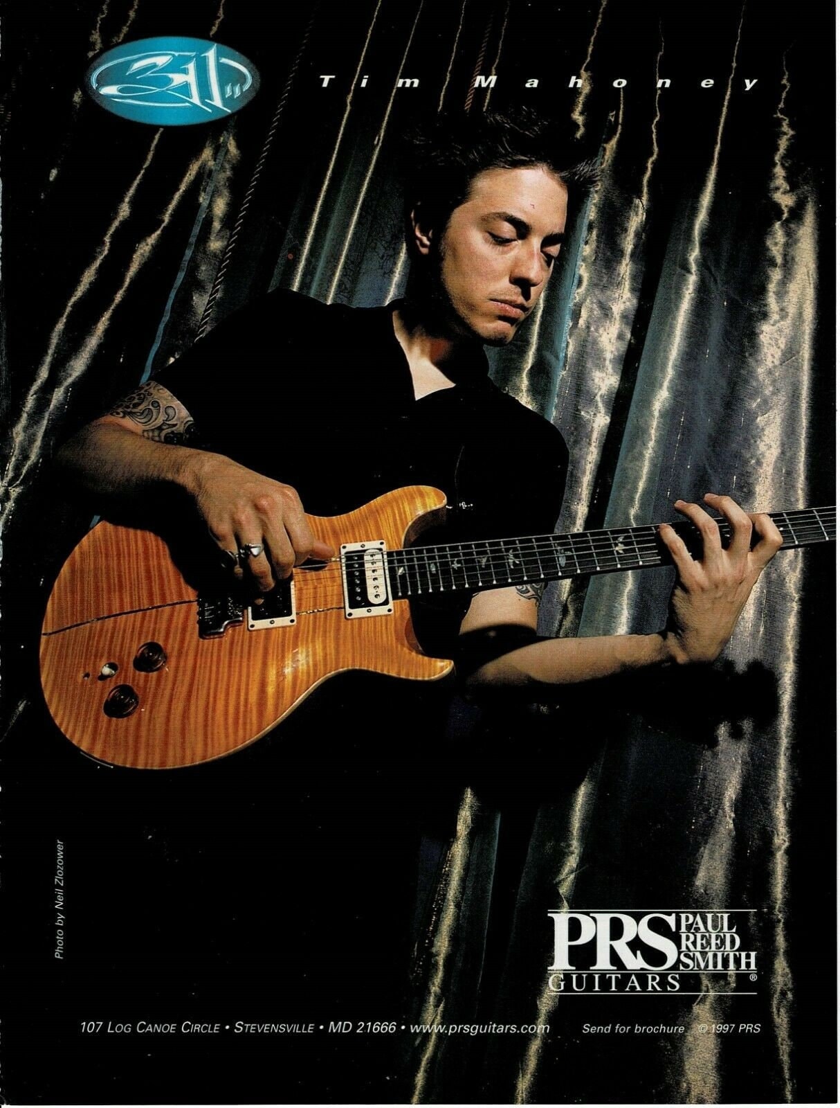 Tim Mahoney of 311 PRS Guitars 1997 Print Advertisement
