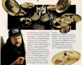 Vinnie Paul of Pantera - Sabian Cymbals - 1994 Print Advertisement