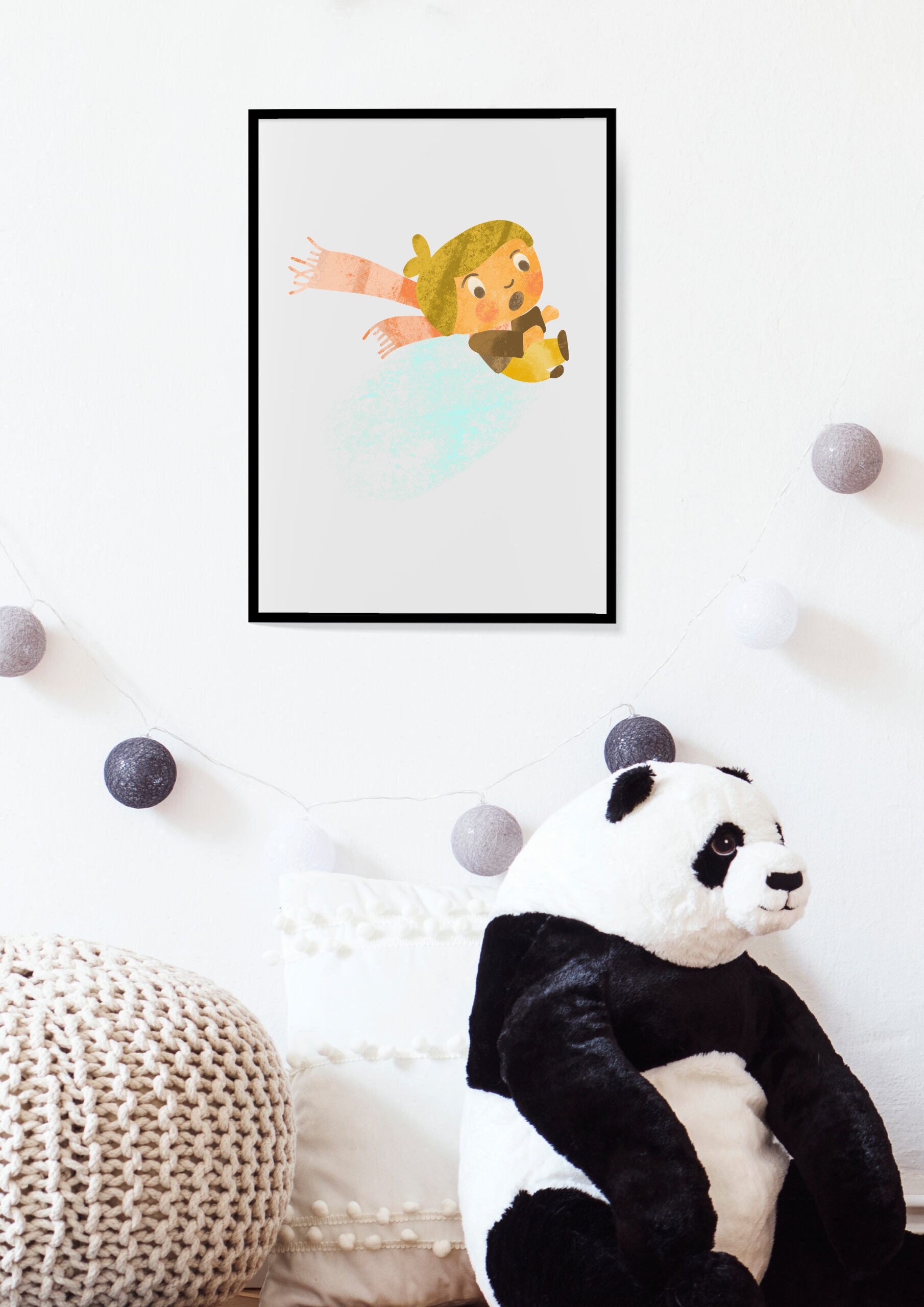 Süße Comic junge Illustration Tapete Spielzimmer Poster | Etsy