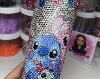 READY TO SHIP Custom 24oz Acrylic Tumbler – Stitch & Angel Bling Edition