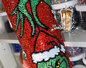Pre Order The Grinch Full Bling Tumbler / Custom please read item details before ordering!