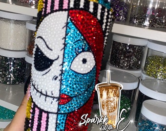 Pre Order Jack & Sally  Full Bling Tumbler / Custom please read item details before ordering!