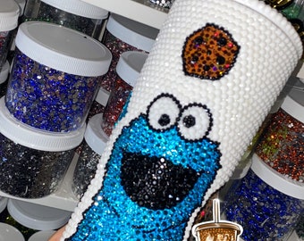 Pre-Orde Cookie Monster Full Bling Tumbler / Custom