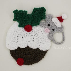 Crochet Christmas Pudding and Mouse Applique/Embellishment