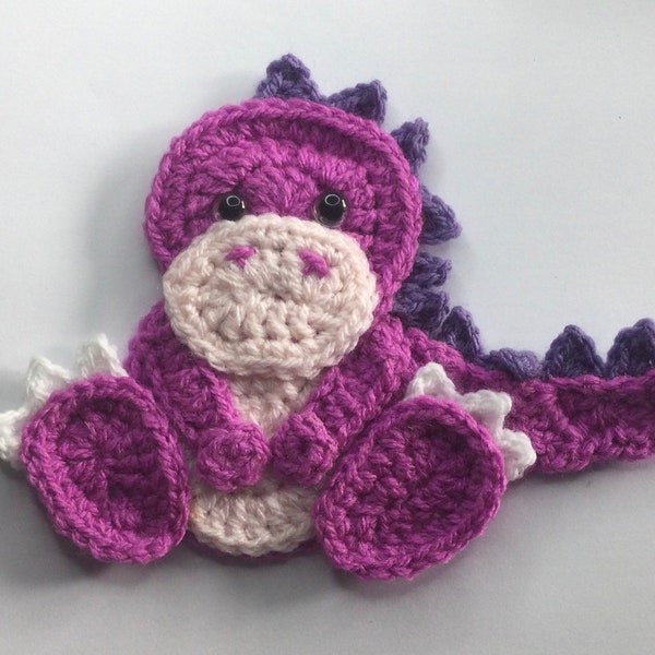 Crochet Magenta Dinosaur Applique/Embellishment