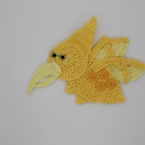 Crochet Yellow Pterodactyl Dinosaur Applique/Embellishment