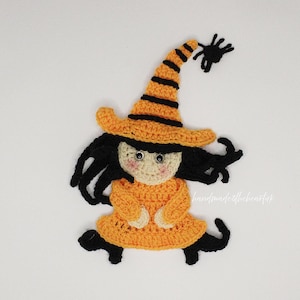 Crochet Orange Witch/Halloween Applique/Embellishment