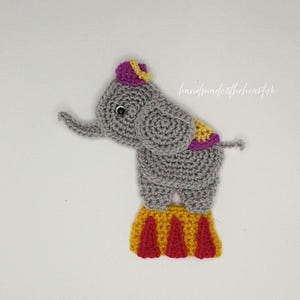 Crochet Small Circus Elephant Applique/Embellishment