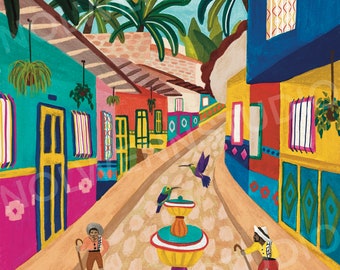 Colombia/Guatapé/Travel Illustration/Art Print/Birthday Gift/Christmas/Home Decor/Poster/Poster/South America