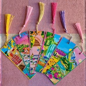 Bladwijzers / geïllustreerde bladwijzers / kleurrijke bladwijzers / boekaccessoire / briefpapier / reisillustraties / kleurrijke kunst