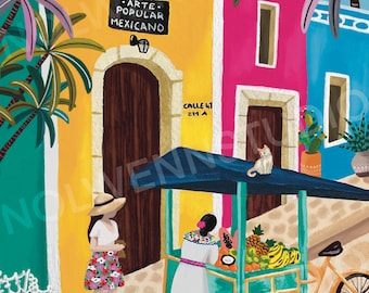 Mexico/Travel Illustration/Yucatan/Art Print/Birthday Gift/Christmas Gift/Decoration/South America/Cancun/Poster