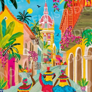 Colombia/Cartagena de Indias/Travel illustration/Art print/Christmas gift/Wall decoration/birthday/city poster/poster