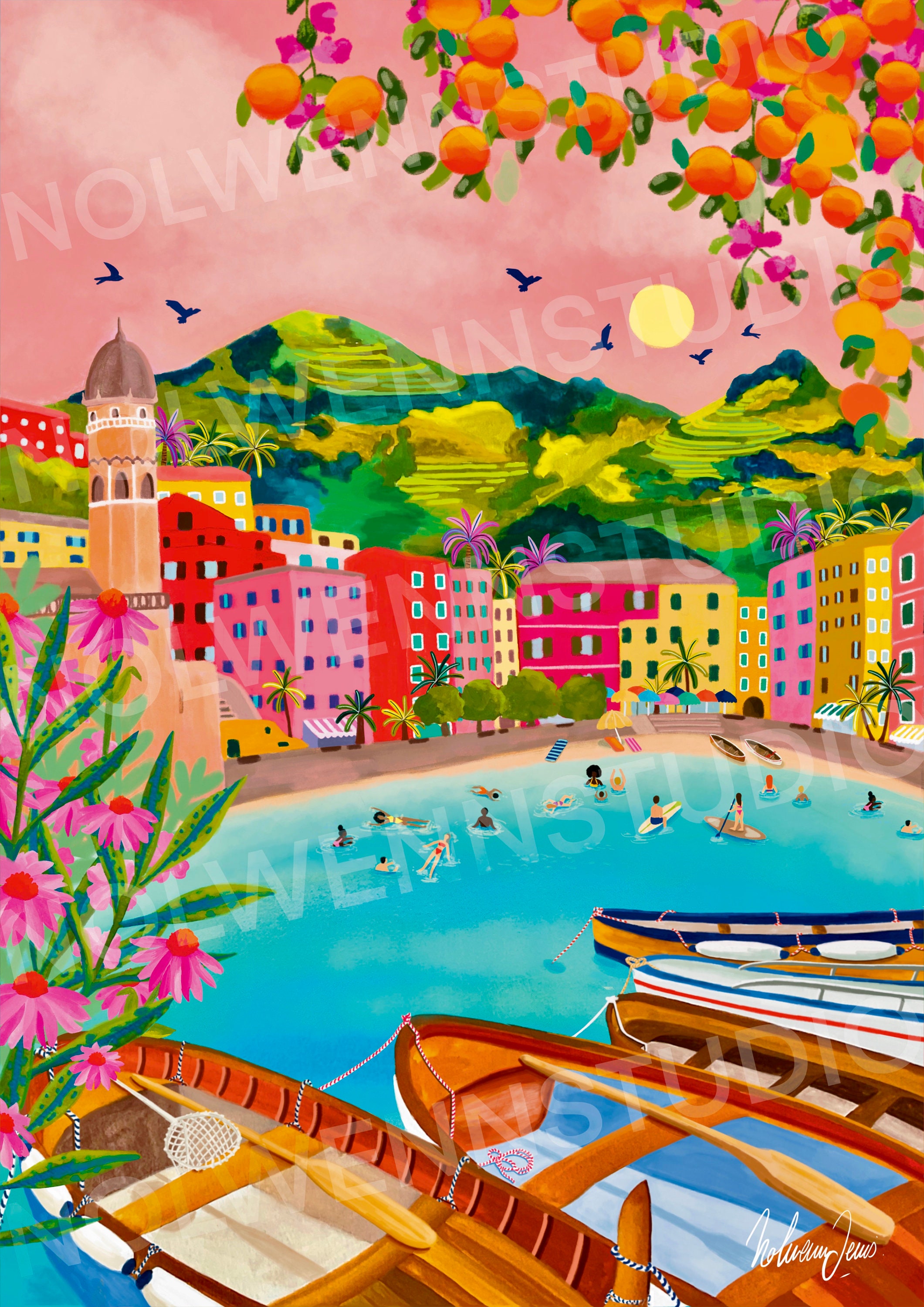 Vernazza/italy/cinque Terre/travel Illustration/christmas Gift