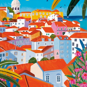 Lisbon/Portugal/Alfama district/Algarve/travel illustration/poster/art print/city poster/christmas gift/birthday
