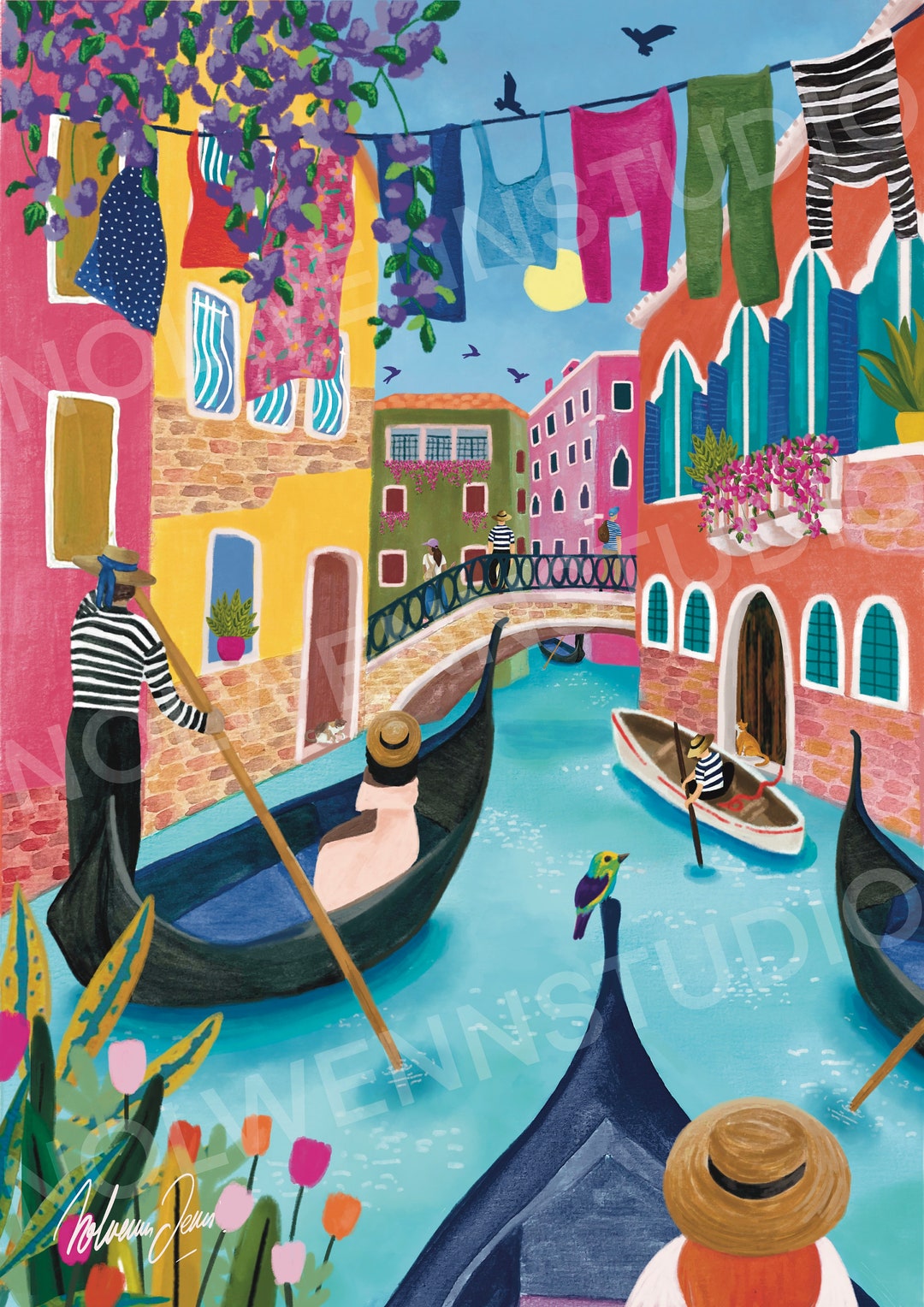 ヴェネツィア/イタリア/トラベルイラスト/アートプリント/誕生日