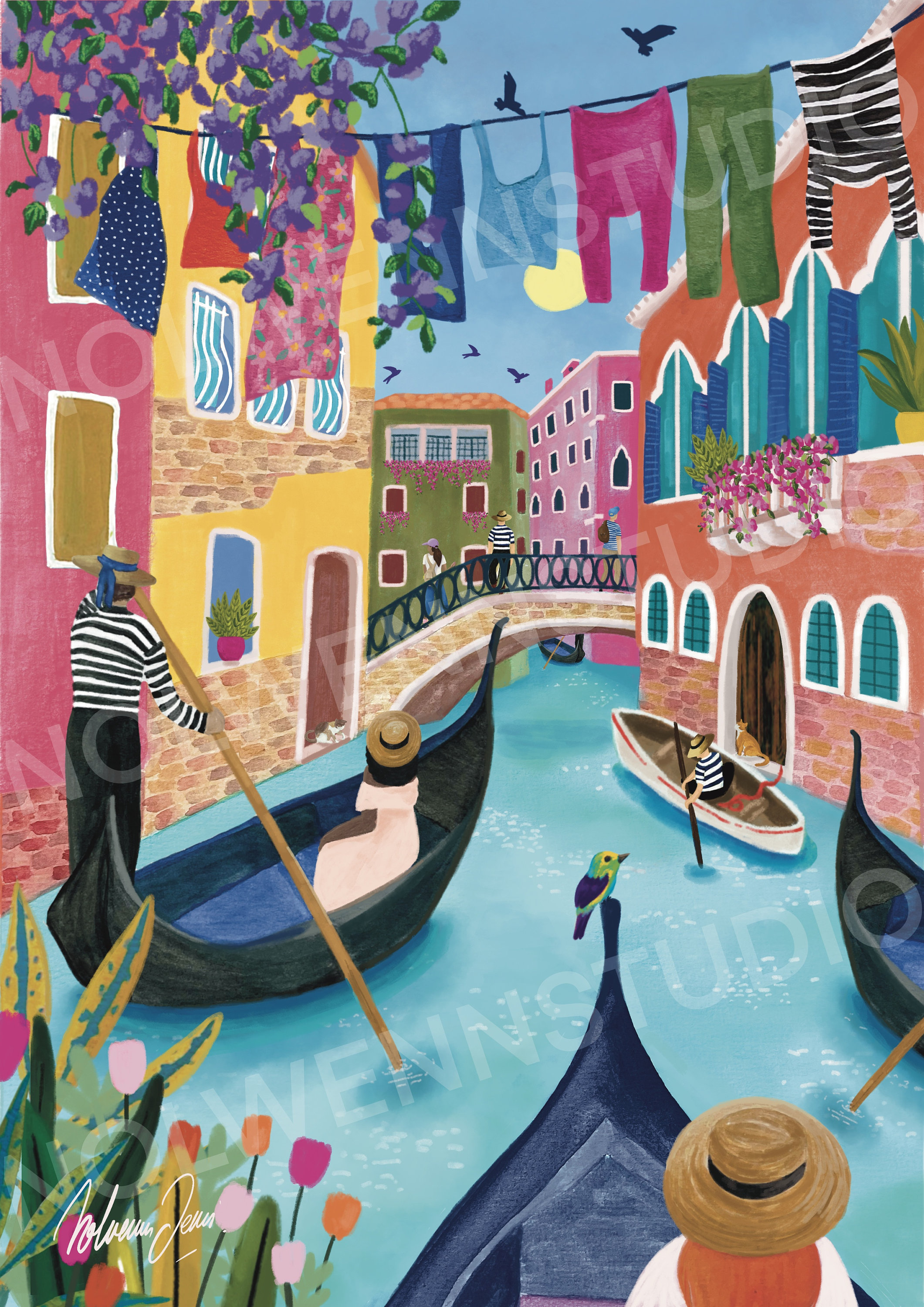 ヴェネツィア/イタリア/トラベルイラスト/アートプリント/誕生日