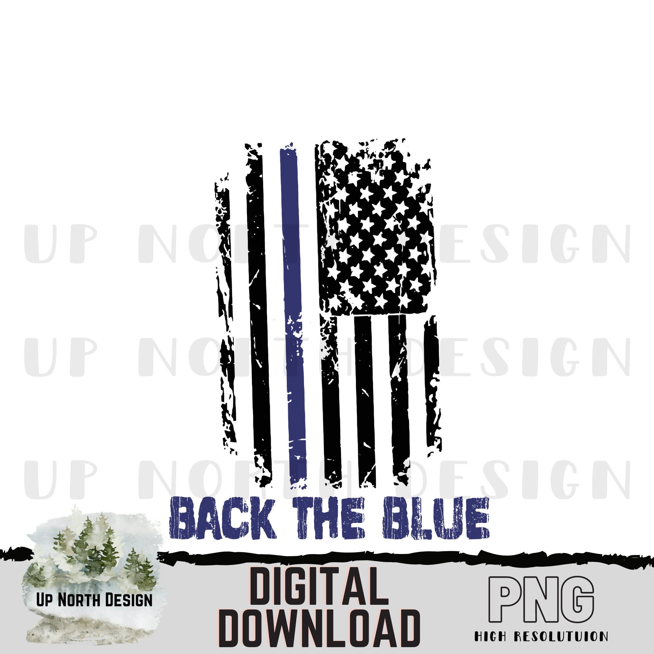 Back The Blue Png. Thin Blue Line Flag Png. Blue Line Flag | Etsy