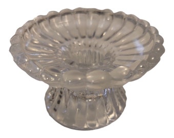 PartyLite Clear Glass Single Candle Holder 2.5"  x 3.5" MCM Clear Scalloped