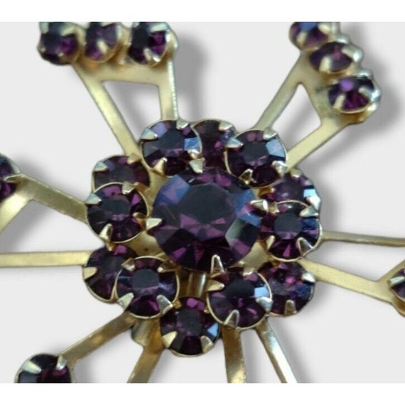 Vintage Star Brooch Faux Amethyst purple rhinesto… - image 4