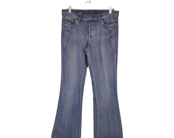 Vintage USA LEE women's/juniors jeans Button Fly Flare Medium Wash Denim Sz 11