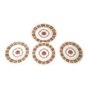 Vintage Syracuse China Restaurant wear Bread Plate 6.25&quot; Scroll Peach & Yellow USA set of 4 plates