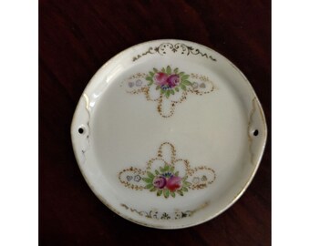 Vintage Occupied Japan Trinket dish white with flowers and gold accents